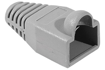 Exertis Connect 253161 Knickschutztülle für Modularstecker RJ45, Rundkabel, bis 5,5 mm, grau, VPE 10 Stück