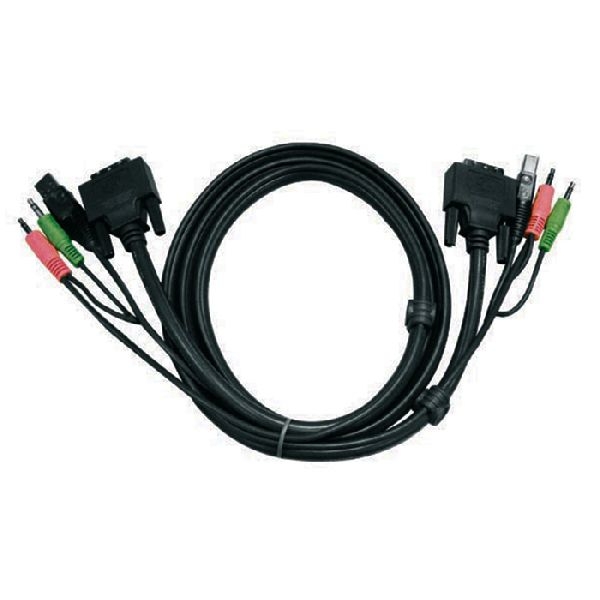 Aten 2L-7D03U ATEN KVM DVI-D Kombikabel, Singlelink, 18+1pol DVI-D St./St., USB St. A/St. B, 3,5 mm Stereo Klinkenst./st., 3,0 m