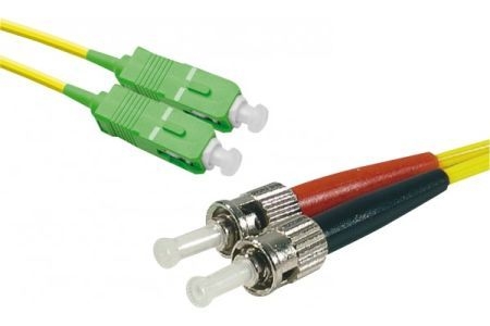 Exertis Connect 392362 LWL Patchkabel Single-Mode OS2-Faser, 9/125 µm, gelb, SC APC 8° Duplex Stecker/ 2 x ST Stecker, 3,0 m
