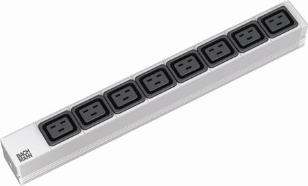 Bachmann 333815 Bachmann 19" PDU Basic, 16A Steckdosenleiste ohne Schalter, Anschlusskabel mit C20 Stecker, 8-fach IEC320 C19 Buchsen