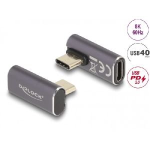 Delock 60048 DeLOCK USB-C Winkeladapter, links/rechts gedreht, 40 Gbps, PD 3.0 100 W, Metallgehäuse
