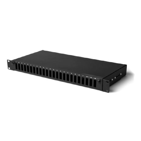 Tecline 91624S LWL Spleißbox, unbestückt, 24-fach SC Duplex Frontblende, 19", ausziehbar, schwarz RAL 9005