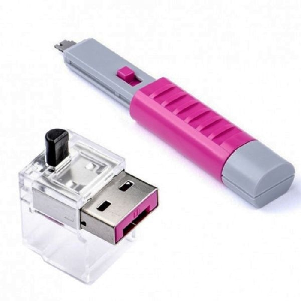 SmartKeeper NC03PKPK Smart Keeper Patchkabel-Verriegelung für RJ45, pink, 5 Stück, mit Schlüssel Basic