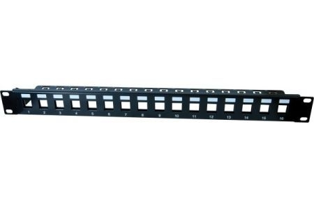 Dexlan 258155 Dexlan Modulträger für 16 Keystone-Anschlussbuchsen, 19 Zoll, 1 HE, schwarz