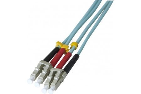 Exertis Connect 392723 LWL Patchkabel HD, 50/125 µm, OM3-Faser, LC Duplex Stecker/Stecker, aqua, 3,0 m UPC