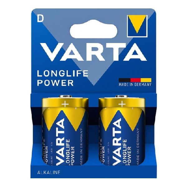 Varta 4920121422 VARTA Batterie Alkaline, Longlife Power, Mono, D, LR20, 1.5V, Retail Blister (2-Pack)