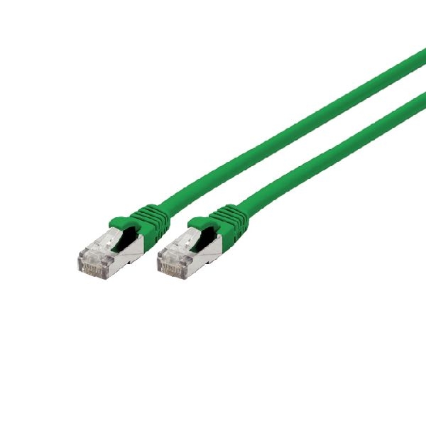 Exertis Connect 858440 Patchkabel Cat. 6A, S/FTP (PiMF), halogenfrei, mit Rastnasenschutz, grün, 5,0 m