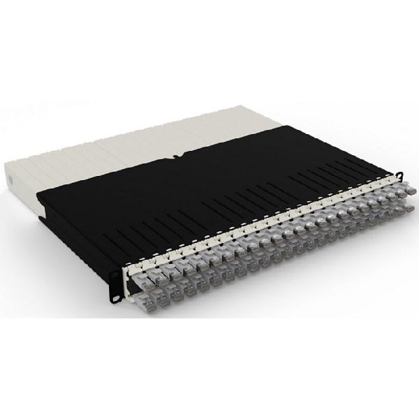 Patchbox PONEX8STPSL patchbox.one/8RU/STP (0,8 m) mit 24 Kassetten, Patchkabel Cat. 6a, U/FTP, PoE, Kabel grau
