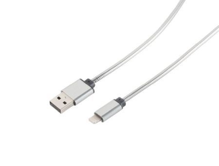 Exertis Connect 39910218 Lightning Lade-Sync USB A 2.0/ 8-pin Steel (Metallumantelung) Silber 1m