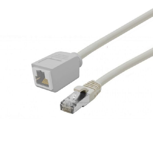 Exertis Connect 858750 Patchkabel-Verlängerung Cat. 6A, S/FTP (PiMF), halogenfrei, mit Rastnasenschutz, grau, 1,0 m