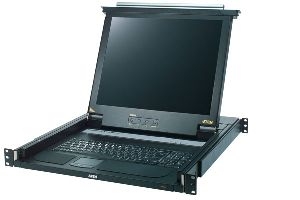 Aten CL1000M-ATA-GG ATEN Arbeitskonsole 43 cm (17 Zoll) ( TFT Konsole, Rackmaster ), PS/2 und USB, deutsches Layout