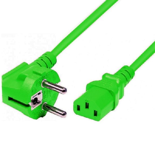 Exertis Connect 808016 Netzanschlusskabel, Schutzkontaktstecker abgewinkelt an Kaltgerätebuchse C13, grün, 1,8 m