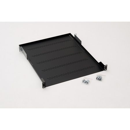 Triton RAB-UP-250-A1 Triton 19" Fachboden für Wandgehäuse und Netzwerkschränke, Frontmontage 1 HE, Tiefe 250 mm, 20 kg, schwarz, RAL 9005