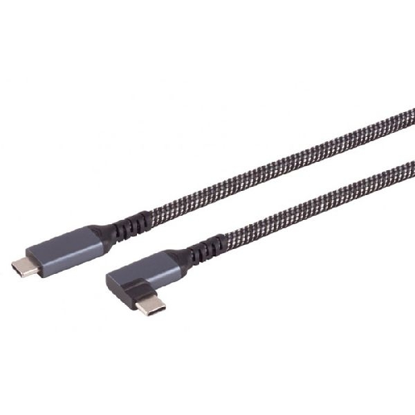 shiverpeaks BS14-75014 shiverpeaks USB 3.2 Gen. 2x1 Kabel, 100 Watt, USB St. C 90° / St. C, Textil, 1,0 m