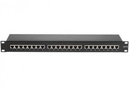 Tecline 257280 Patchfeld, Cat.6, 24 Port, STP, 1 HE, 19 Zoll, schwarz