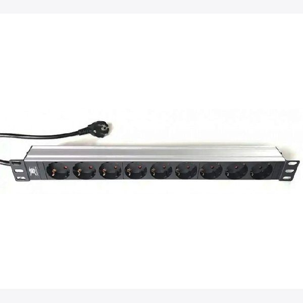 Silence Rack 90LNSDL199S Silence Rack 19" Steckdosenleiste 9-fach, Anschlussleitung 2,0 m, schwarz / silber
