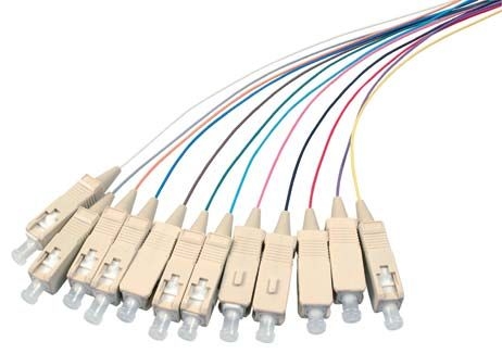 Tecline 39975612 LWL Faserpigtails, farbig, 50/125 µm, OM3-Faser, 12x SC Stecker, 2,0 m
