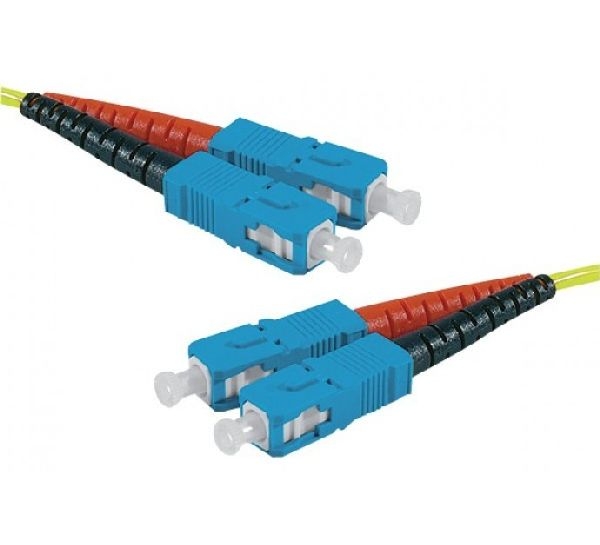 Exertis Connect 392877 LWL Patchkabel HD, 9/125 µm, OS2-Faser, SC Duplex Stecker/Stecker, gelb, 15,0 m UPC