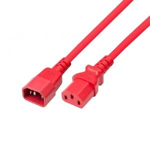 AOHN 808048 Kaltgerätekabel, Kaltgerätestecker C14 auf Kaltgerätekupplung C13, rot, 5,0 m
