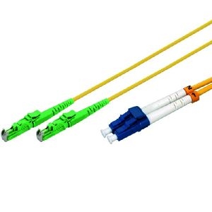 Exertis Connect 39978901 LWL Patchkabel, 9/125 µm, OS2-Faser, 2x E2000/APC 8° Stecker / LC Duplex Stecker, 1,0 m, gelb