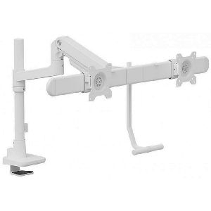 Dacomex D32-100CG-2 Dacomex Monitorständer D32-100CG-2, für 2 Flachbildschirme 43 - 81 cm (17" - 32"), bis 2x 9 kg, Schraubklemme, weiß