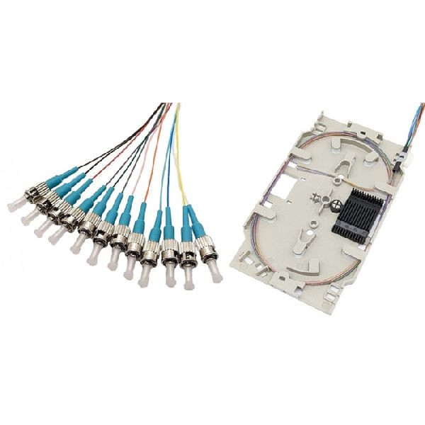 Tecline 20500035 Tecline LWL Spleißkassette mit 12x Faserpigtail OM3, farbig, ST/UPC, 2,0 m, 12 Stück