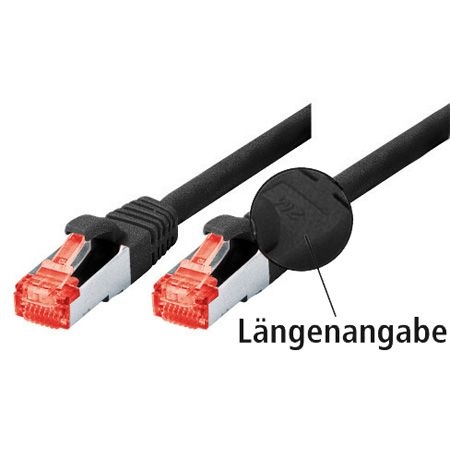 Dexlan 996674 Dexlan Patchkabel Cat. 6, S/FTP (PiMF), halogenfrei, mit Rastnasenschutz, schwarz, 7,5 m