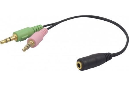 Exertis Connect 721136 Audio Adapter für Headsets mit 3,5 mm Klinkenstecker, 1x Buchse an 2x Stecker, 0,15 m
