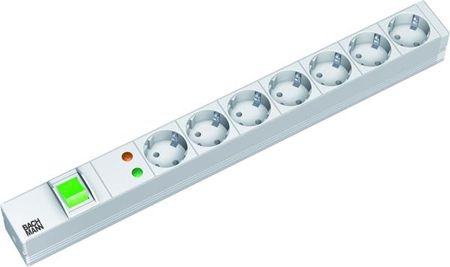 Bachmann 333405 Bachmann 19" PDU Basic, Steckdosenleiste mit Überspannungsschutz und Schalter, 7-fach Schutzkontaktsteckdose