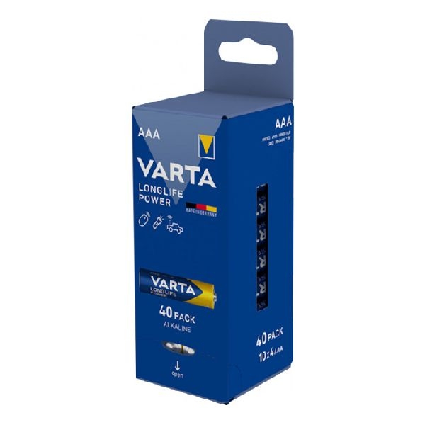 Varta 4903121154 VARTA Batterie Alkaline, Longlife Power, Micro, AAA, LR03, 1.5V, Retail Box (40-er Pack)