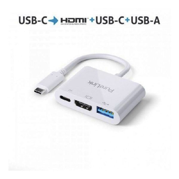 PureLink IS270 Purelink Premium USB-C Multiport Adapter für HDMI, USB-A und USB-C, Portsaver 0,10 m, weiß