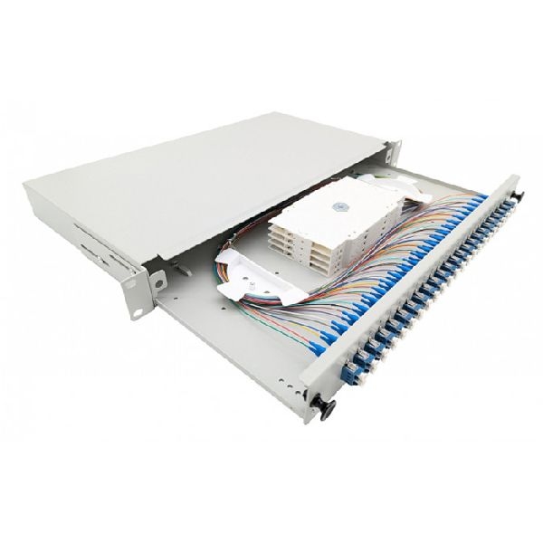 Tecline 205OS2LC24 Tecline LWL Spleißbox, 24-fach LC-Duplex, OS2, mit LC Duplex-Kupplungen und Pigtails, 19", ausziehbar, lichtgrau RAL 7035