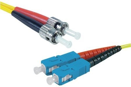 Exertis Connect 392883 LWL Patchkabel HD, 9/125 µm, OS2-Faser, 2x ST Stecker/SC Duplex Stecker, gelb, 3,0 m UPC