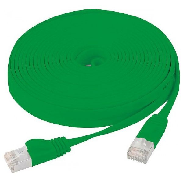 Exertis Connect 845191 Flachband Patchkabel Cat. 6, U/FTP, mit Rastnasenschutz, grün, 7,5 m