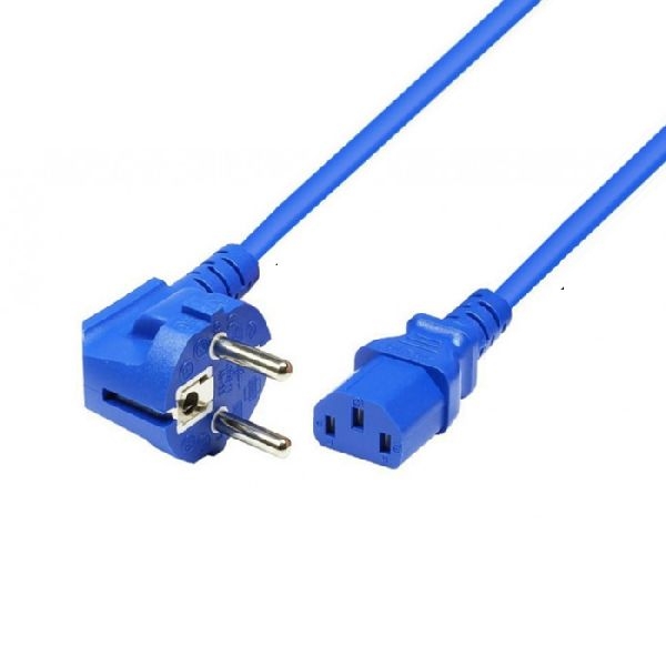 Exertis Connect 808017 Netzanschlusskabel, Schutzkontaktstecker abgewinkelt an Kaltgerätebuchse C13, blau, 5,0 m