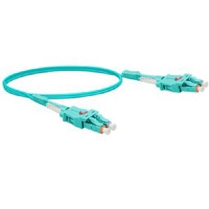 Exertis Connect 392944 LWL Patchkabel Uniboot, 50/125 µm, OM3-Faser, LC Duplex Stecker/ LC Duplex Stecker, UPC, aqua, 5,0 m