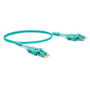 Exertis Connect 392942 LWL Patchkabel Uniboot, 50/125 µm, OM3-Faser, LC Duplex Stecker/ LC Duplex Stecker, UPC, aqua, 2,0 m