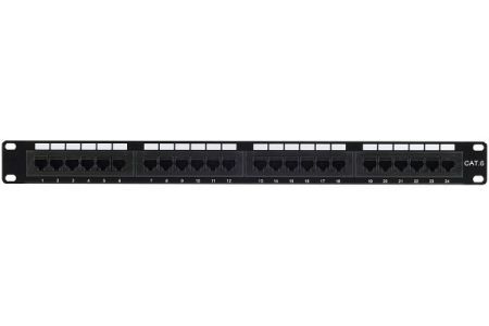 Exertis Connect 257250 Patchfeld, Cat.6, 24 Port, UTP, 1 HE, 19 Zoll, schwarz