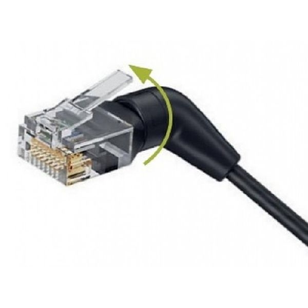 Exertis Connect 641452 Exertis Connect Patchkabel Cat.6A, 360° winkelbar, U/FTP, schwarz, 1,0 m