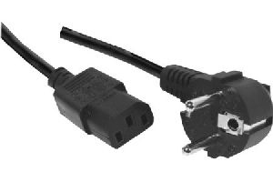 Exertis Connect 808009 Netzanschlusskabel, Schutzkontaktstecker abgewinkelt an Kaltgerätebuchse, schwarz, 0,6 m