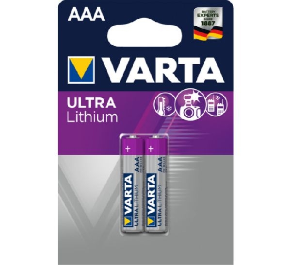 Varta 6103301402 VARTA Batterie Lithium, Micro, AAA, FR03, 1.5V (2-er Pack)