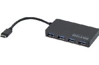 Exertis Connect 021308 USB Hub, 4 Ports USB 3.0 Typ A, mit integrierte