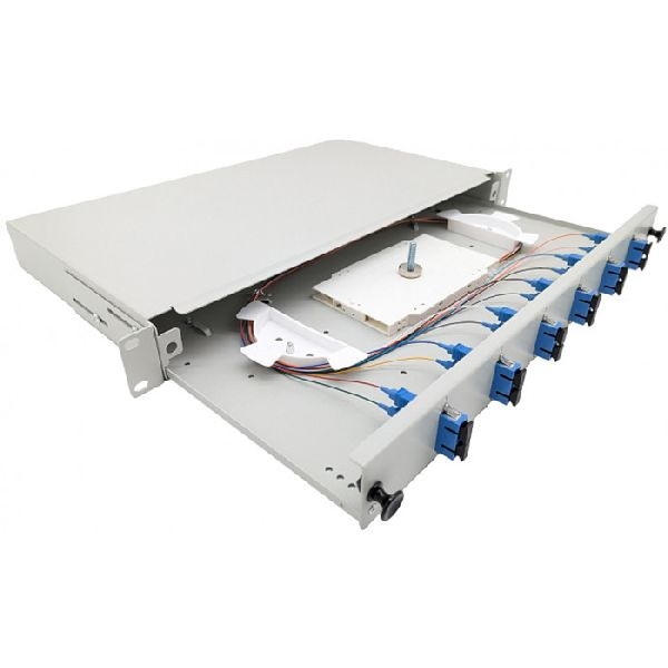 Tecline 205OS2SC6 Tecline LWL Spleißbox, 6-fach SC-Duplex, OS2, mit SC Duplex-Kupplungen und Pigtails, 19", ausziehbar, lichtgrau RAL 7035