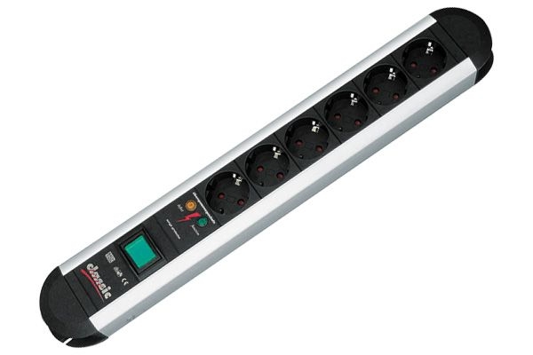 Bachmann 331013 Bachmann Steckdosen-Schutzleiste "Primo", 6-fach, mit Überspannungsschutz und Schalter, Anschlussleitung 1,75 m