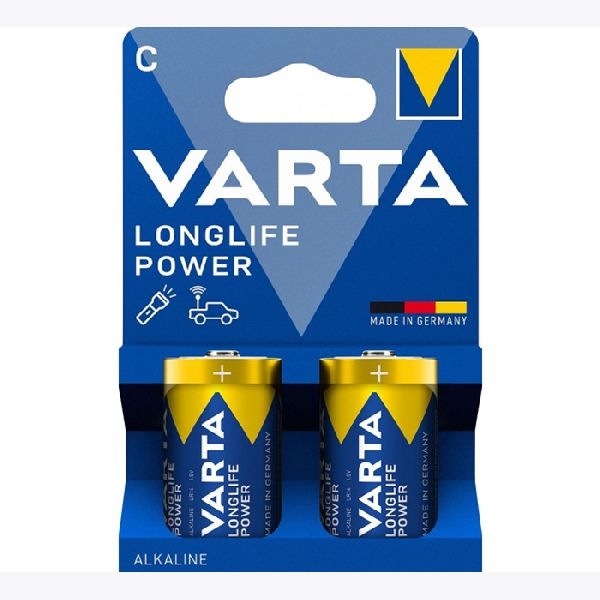 Varta 4914121422 VARTA Batterie Alkaline, Longlife Power, Baby, C, LR14, 1.5V, Retail Blister (2-Pack)