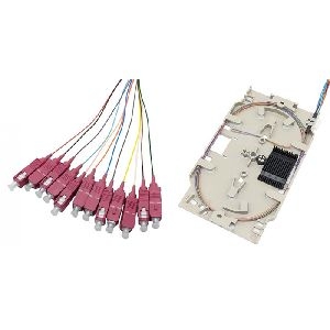 Tecline 20500026 Tecline LWL Spleißkassette mit 12x Faserpigtail OM4, farbig, SC/UPC, 2,0 m, 12 Stück