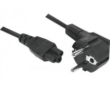 Exertis Connect 808351 Netzanschlusskabel, CEE 7/7 Schutzkontaktstecker abgewinkelt an 3pol Buchse C5, schwarz, 3,0 m