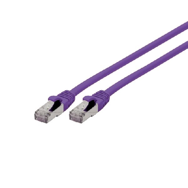 Exertis Connect 858519 Patchkabel Cat. 6A, S/FTP (PiMF), halogenfrei, mit Rastnasenschutz, violett, 3,0 m