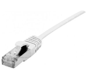 Dexlan 858748 Dexlan Patchkabel Cat. 6A, S/FTP (PiMF), ultradünn, halogenfrei, mit Rastnasenschutz, weiß, 10,0 m