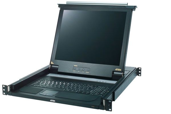 Aten CL1000M-ATA-GG ATEN Arbeitskonsole 43 cm (17 Zoll) ( TFT Konsole, Rackmaster ), PS/2 und USB, deutsches Layout